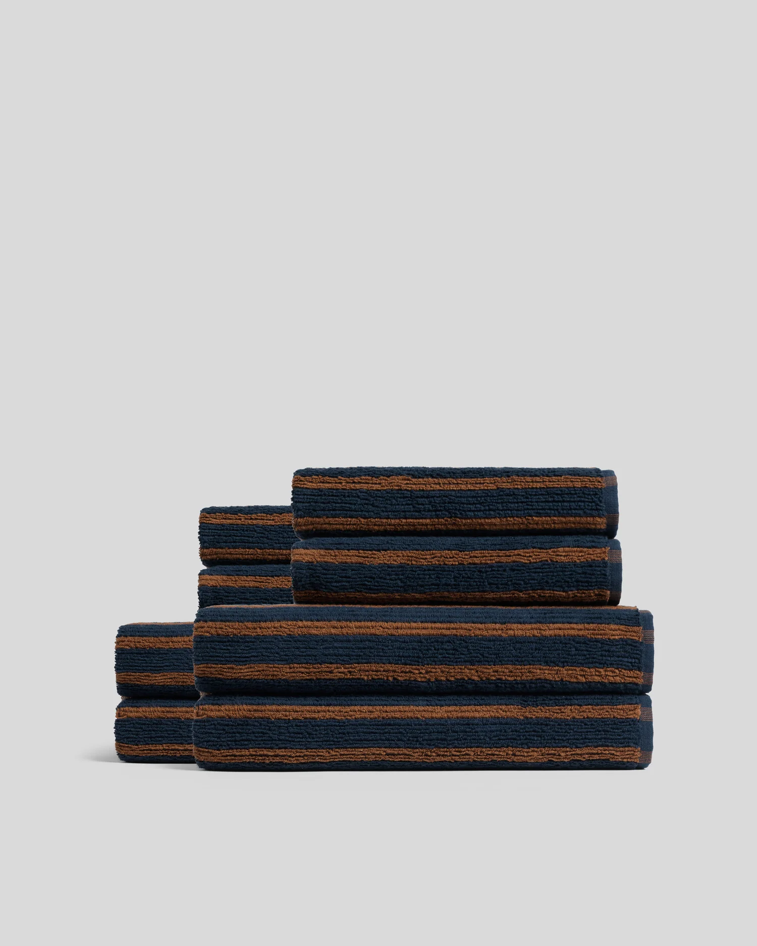 4+4 Organic Resort Stripe Bath Bundle - Ink with Tobacco
