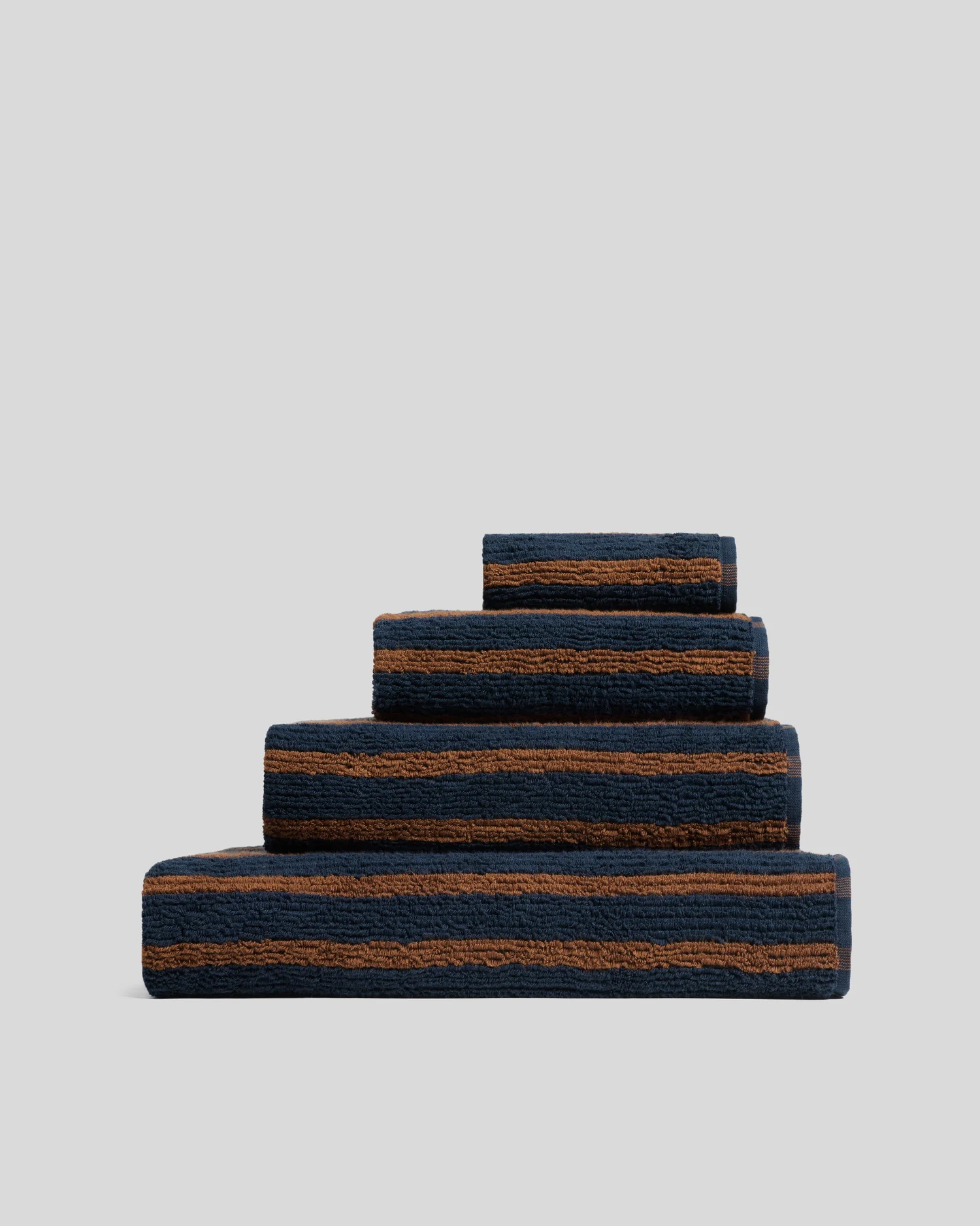 Organic Resort Stripe Towels (Ink with Tobacco)