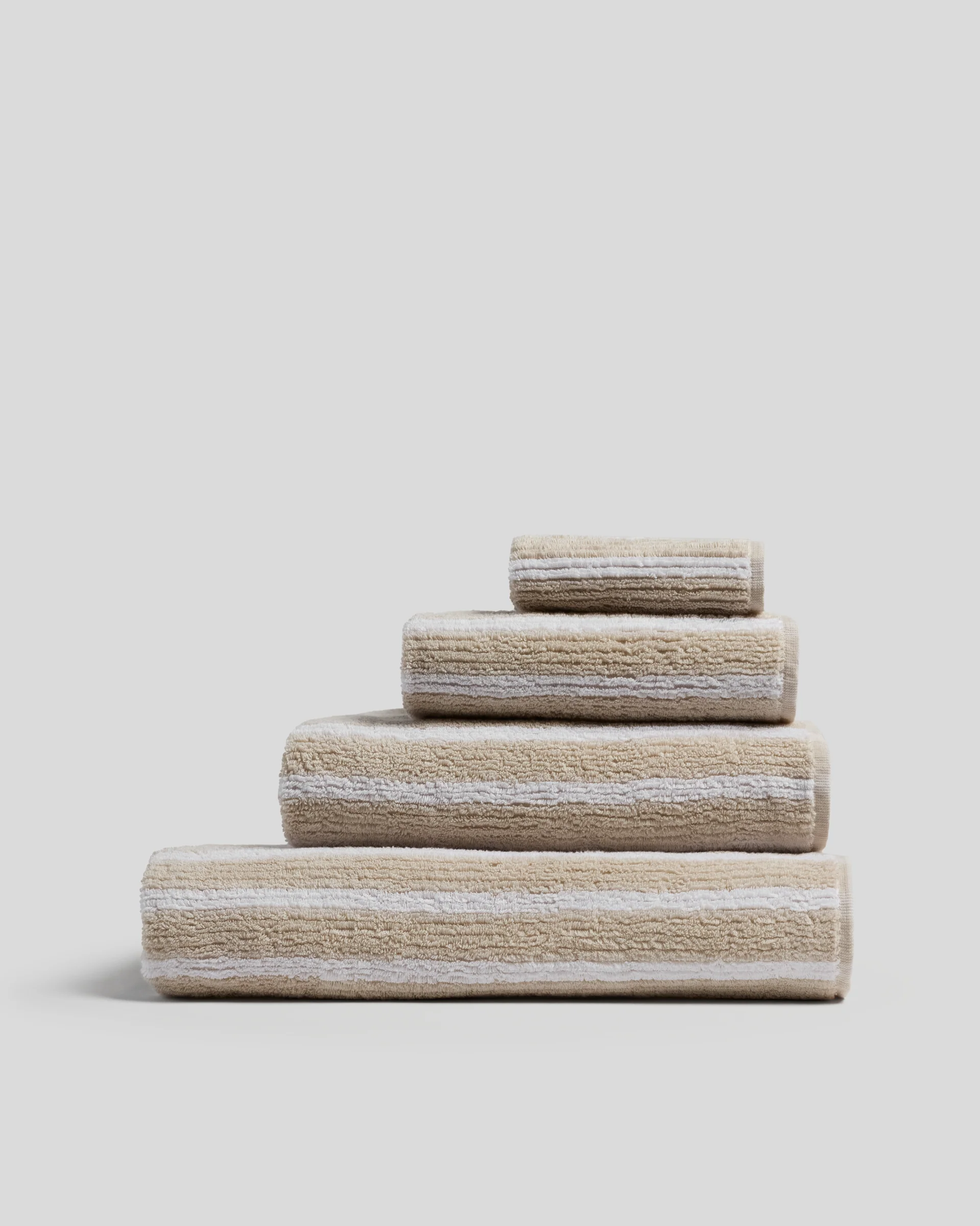 Organic Resort Stripe Towels (Bone with White)