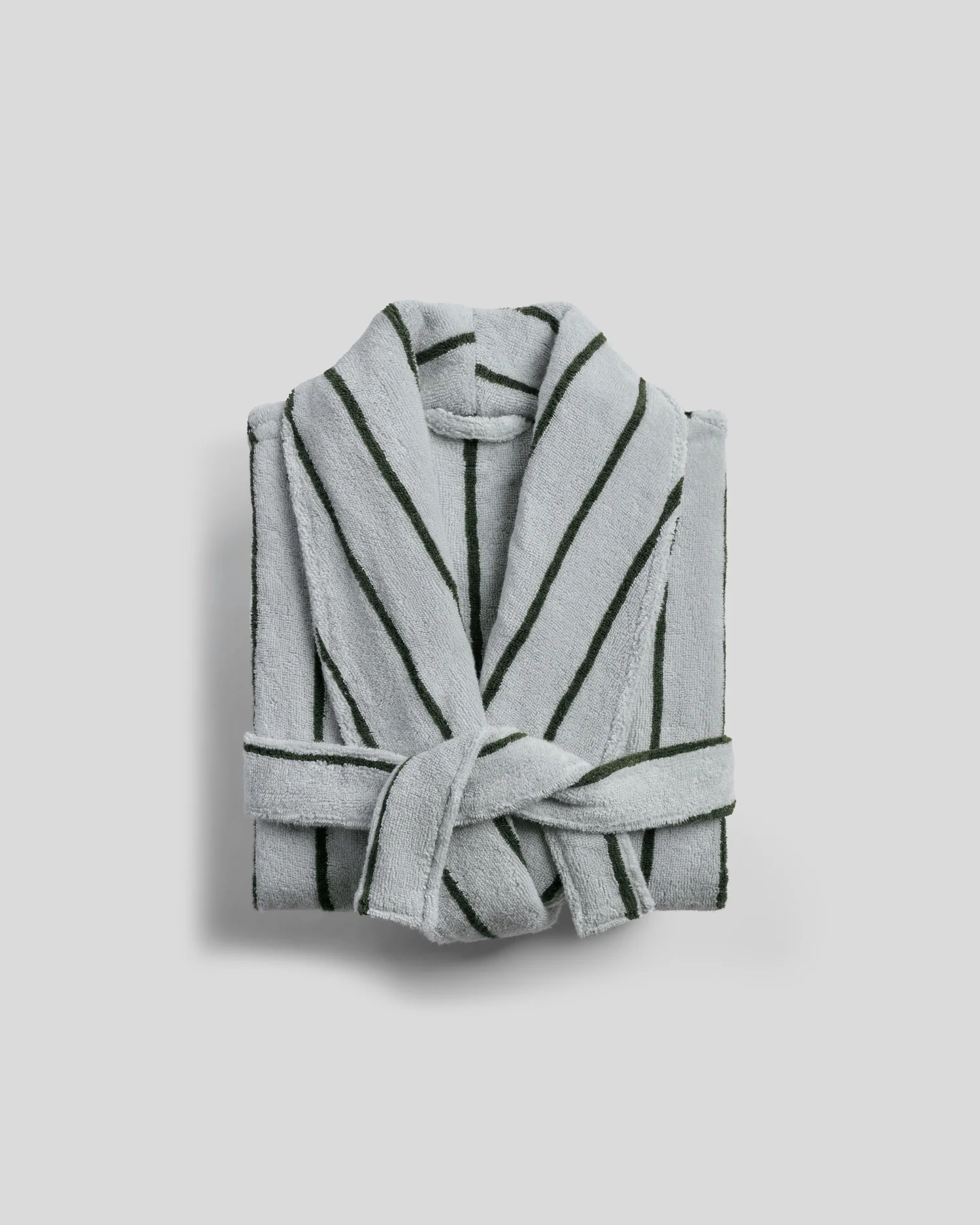 Turkish Cotton Stripe Robe (Sky with Evergreen)