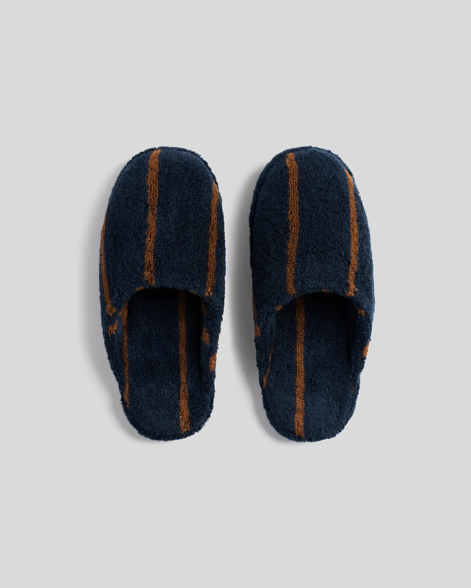 Turkish Cotton Stripe Slippers (Ink with Tobacco)