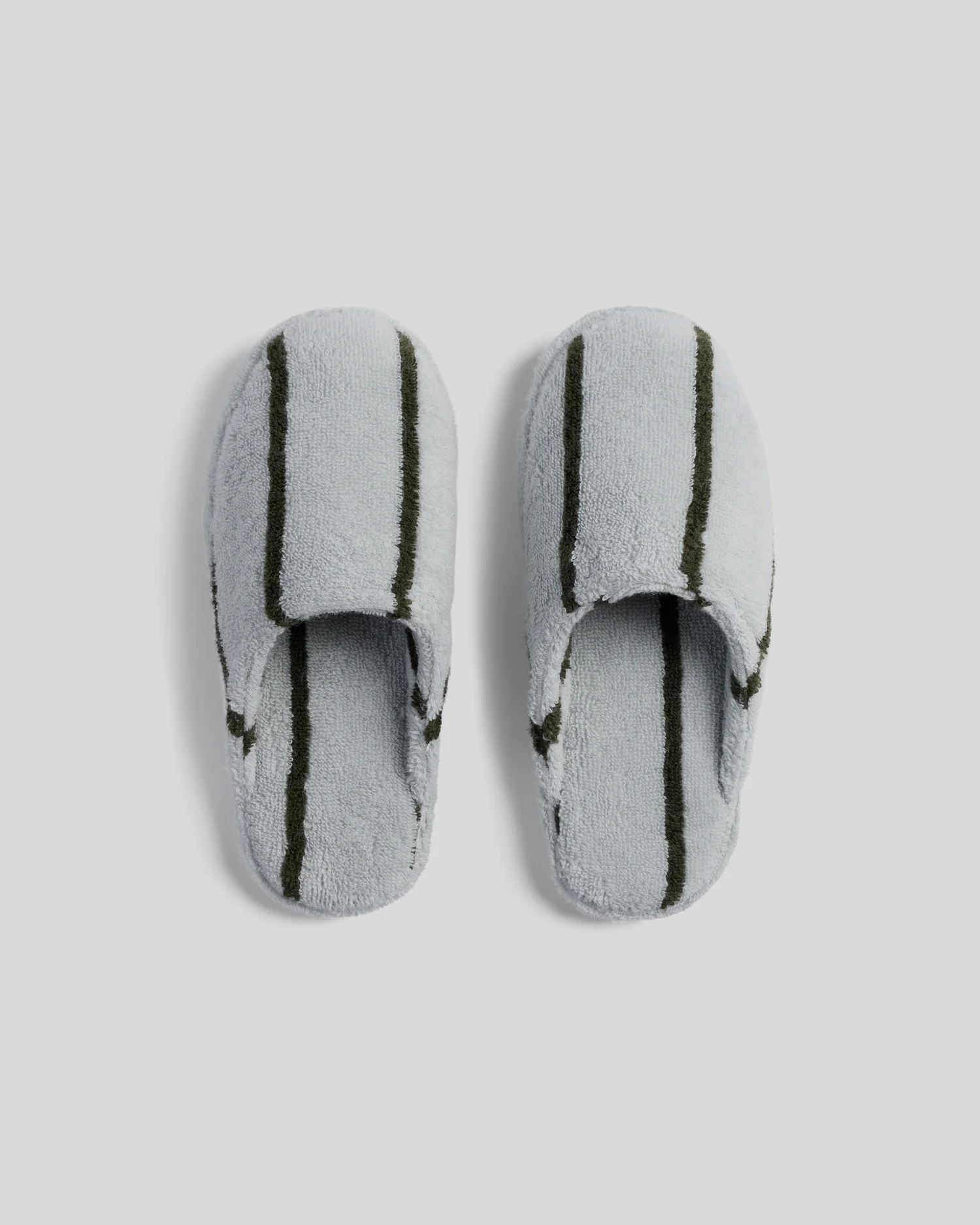 Turkish Cotton Stripe Slippers (Sky with Evergreen)