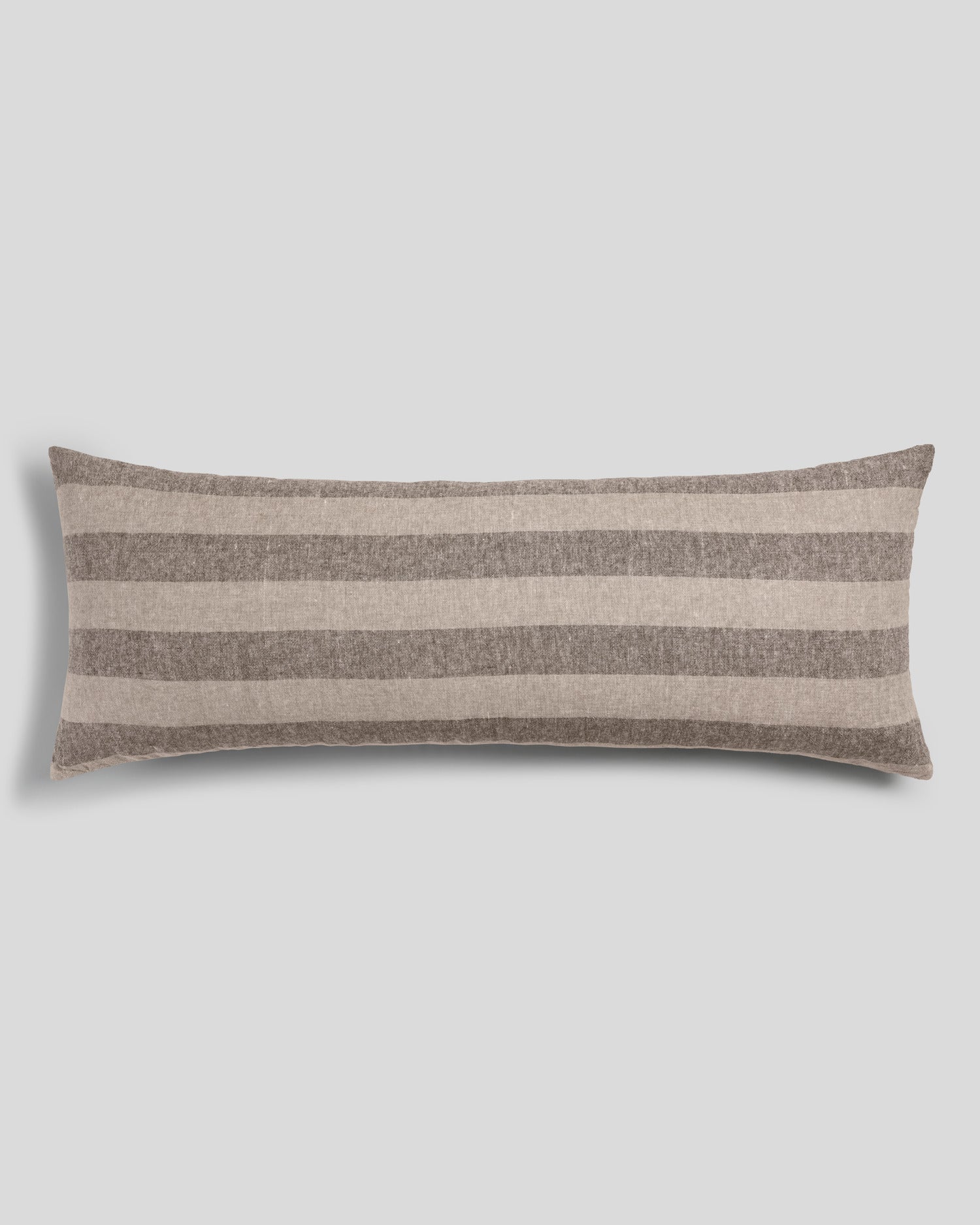 Vintage Linen Body Pillow Cover (Bone and Warm Grey Stripe)