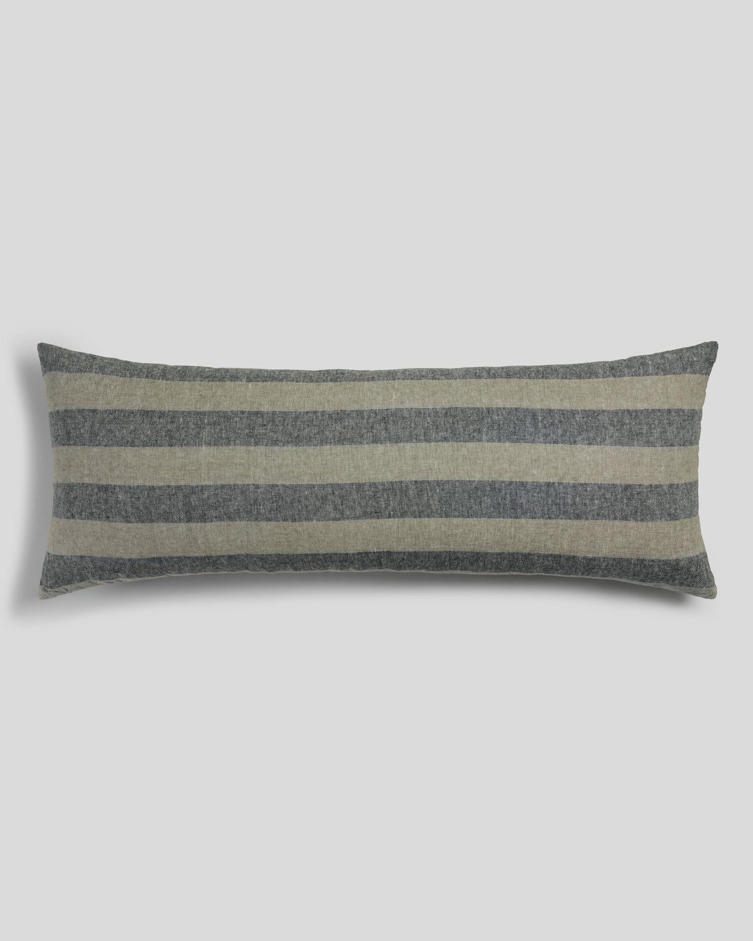 Vintage Linen Body Pillow Cover (Ink and Thyme Stripe)
